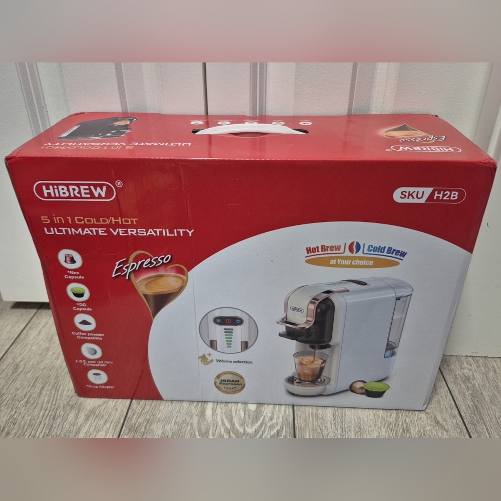 HiBrew H2B White and Silver 19 Bar Espresso & Cold Brew Coffee Maker - 5-in-1
